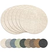 Round Placemats Set of 6, Reversible Faux Leather Heat Resistant Table Mats, 100% Waterproof Oilp...