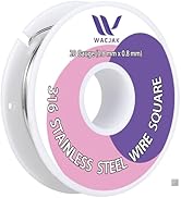 Wacjak 316 Stainless Steel Square Half Hard Wire, 20 Gauge 0.8mm, 30 Ft - Corrosion Resistant for...