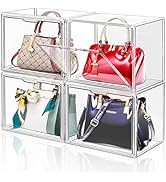 DILIBRA 4 Packs Clear Plastic Handbag Storage Organizer for Closet, Acrylic Display Case for Purs...