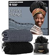 African Exfoliating Net Sponge for Men - Bath Sponge Back Scrub for Shower - Authentic African Ne...