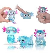 FazaVexior Axolotl Squishy Toy 3-Piece Set - Glitter Slow Rising Squeeze Toys, Maltose Filled TPR...