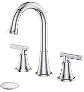 Bathroom Faucets for Sink 3 Hole, Hurran Chrome Bathroom Sink Faucet with Pop-up Drain and Supply...