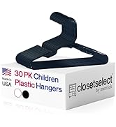 30 Pk Kids Children Hangers Plastic Made in USA, for Children, Infant, Toddler, Baby Clothes, Bla...