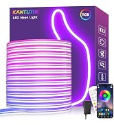 KANTUTOE LED Neon Rope Lights, 32.8ft RGB LED Light Strip, 24V Music Sync App/Remote Control DIY ...