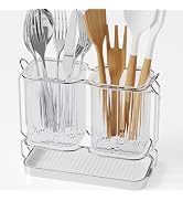 Kitchen Utensil Holder Wall Mount, 6.7" Silverware Holder for Kitchen Countertop, Utensil Drying ...
