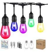 Dott Arts 100FT Outdoor String Lights with Dimmable Remotes,RGB Outdoor Lights for Patio Lights O...