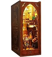 suruim DIY Library Book Nook Kit, 3D Bookshelf Puzzle Bookendfor Bookshelf Decor, Tiny Model Craf...