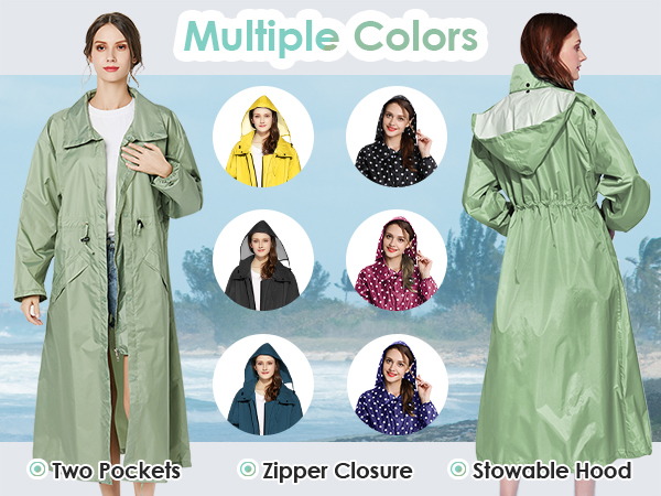 womens rain coat long 2xl lightweight foldable raincoat women’s long rain coat waterproof plus size