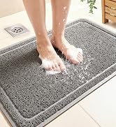 GORILLA GRIP Exfoliating Bath and Shower Mat, Textured Backing, 35x16 Soft Loofah-Style Foot Scru...