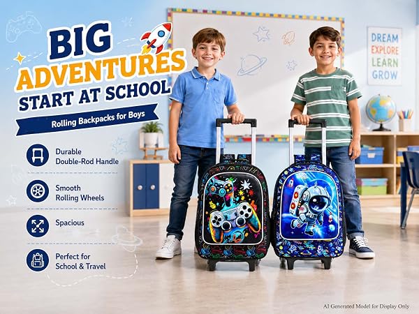 boys rolling backpack