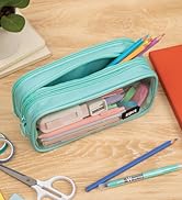 ZIPIT Half & Half Pencil Case for Adults and Teens, Large Capacity Pouch, Sturdy Pen Organizer (M...