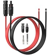 ELFCULB Solar Panel Extension Cable-1Pair 10AWG 20FT Solar Extension Cable Black&Red with Male/Fe...