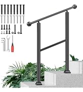 ORWOD Hand Rails for Outdoor Steps, 2 Step Handrail Railings & Indoor Stair Railing Kit, Aluminum...
