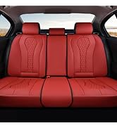 Coverado Car Seat Covers, Rear Car Seat Cover, 3-Pieces Leather Seat Cover, Red Car Seat Cushion,...
