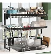 3 Tier Extra Large Stainless Steel Expandable Over The Sink Dish Drainer Drying Rack, Rust Proof ...
