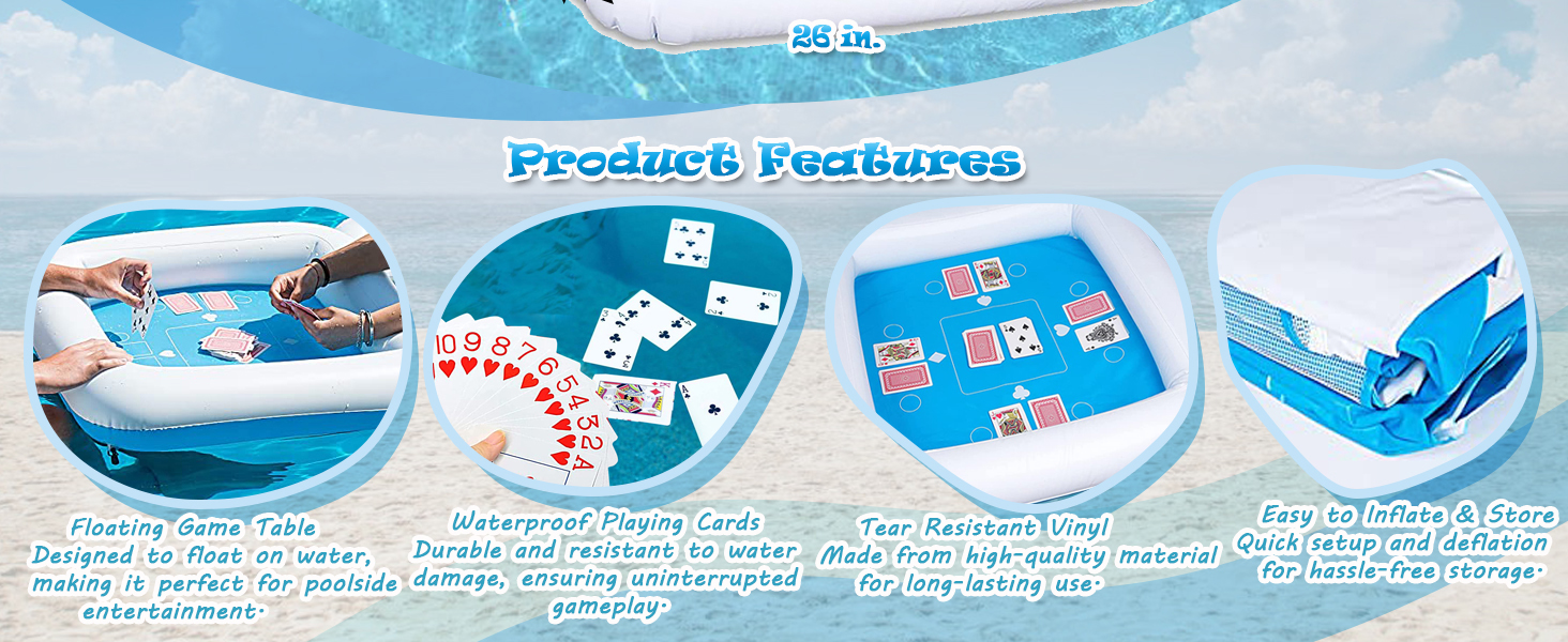 Inflatable Game Table with Waterproof Playing Cards,