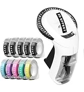 EazeID Label Maker with 10PK Colorful Tapes, Vintage Manual Embossed Labeler with 3D Embossing Ta...