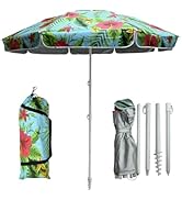 LOTTAFUN Portable Beach Umbrella 6.5ft – Lightweight Adjustable Outdoor Patio and Beach Umbrella ...
