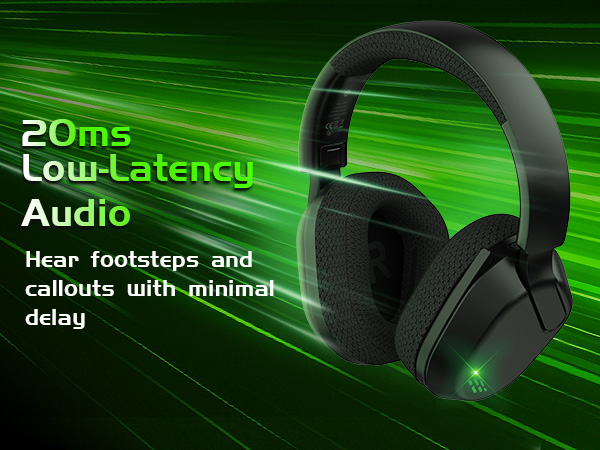 20ms low latency wireless gaming headset for responsive, lag-free Xbox gameplay.