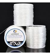 LUSTEMBER 0.8 mm Stretchy Bracelet String, 3 Rolls Durable Elastic String, Clear Bead Cord for Br...