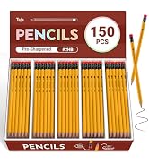 Taja 150 Pack #2 HB Pencils, Bulk Pre-Sharpened Wood-Cased Pencils with Erasers, Large Pack Writi...