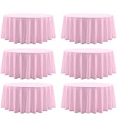 Aocoz Round Tablecloth 120 Inch 6 Pack Pink Tablecloths Washable Decorative Linen Polyester Table...