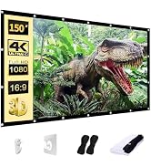 AAJK Projector Screen 150 inch, Washable Projector Screen 16:9 Foldable Anti-Crease Portable Proj...