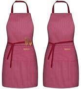 BeLuyi 2 Pack Adjustable Bib Apron with 2 Pockets Chef Cooking Kitchen Restaurant Aprons for Wome...