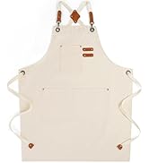 Cardkiss Chef Aprons for Men Women with Large Pockets, Cotton Canvas Water Repellent Kitchen Apro...