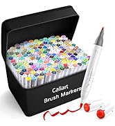 Caliart 180 Colors Alcohol Markers Brush Tip, Dual Tip Artists Coloring Markers Set Brush & Fine,...