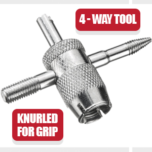 4-Way Valve Tool for The Installation and Removal of Valve Cores knurled for grip