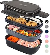 Caperci Stackable Bento Box Adult Lunch Box - 3 Layers All-in-One Lunch Containers with Multiple ...