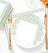 sage green gingham cocktail napkins paper dessert beverage napkins disposable checkered party napkin