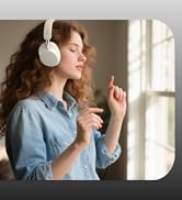 Hmusic MS04 Noise Cancelling Over Ear Headphones, 40dB Hybric ANC Headphones, 2 Mic ENC, 80H Long...