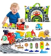 ALASOU Electric Train Set for Toddlers with Steam Spray|Light&Music Magnetic Car Toy with Tracks,...