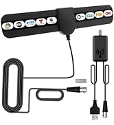 TV Antenna Indoor, Digital TV Antenna with 360° Signal Booster Long 200+ Miles Reception Support ...
