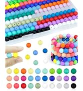 180PCS FIVEIZERO Small Silicone Beads, 30 Colors 9mm Focal Bead Rubber Round Bead Mixed Color Sil...