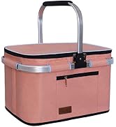 LIQING 35L Large Picnic Basket 2 Layers of Internal Pockets Leak-Proof and Insulated Folding, Int...