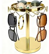 LingLingo Sunglasses Organizer Rotating Stand, Stainless Steel Eye Glasses Holder with Tray, Eye ...