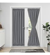 Easy-Going Blackout Door Curtains, Rod Pocket Privacy Light Filtering Sidelight Curtains French D...