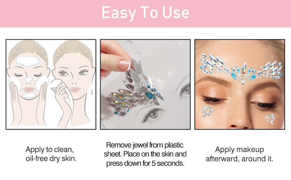 Self-Adhesive Body Crystals Stickers Glitter Kit, Mermaid Face Gems Festival Rave Accessories