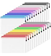 Smarpau A5 Mesh Zipper Pouch, 24 Pack 12 Colors 9.5" x 7.1" Zipper Pouches for Organizing, Waterp...