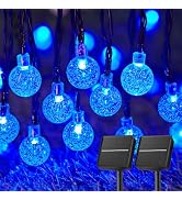 Solar String Lights Outdoor Waterproof, 2 Pack 60 LED 36.5 FT Each, 8 Lighting Modes Solar Powere...