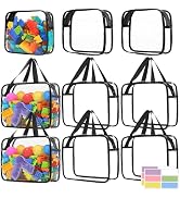 9 Pcs Toy Storage Bags, Clear PVC Toy Organizer Bag Include 6Pcs Large Handheld and 3Pcs Medium Z...