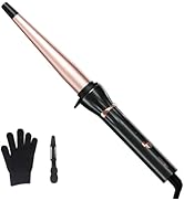 Hahahope 1/2 inch - 1 Inch Tapered Curling Wand for Loose Waves, Extra Long Ceramic Barrel,Global...