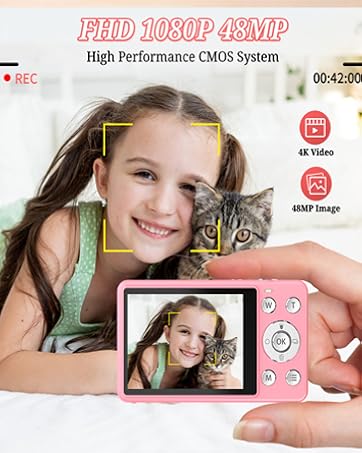 This kids digital camera can do time delay shooting of 3s /5s /10s.