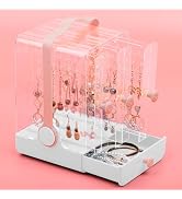 17Dec Acrylic Jewelry Box with Portable Handle 3 Display Clear Earring Holder Organizer Drawer,1 ...