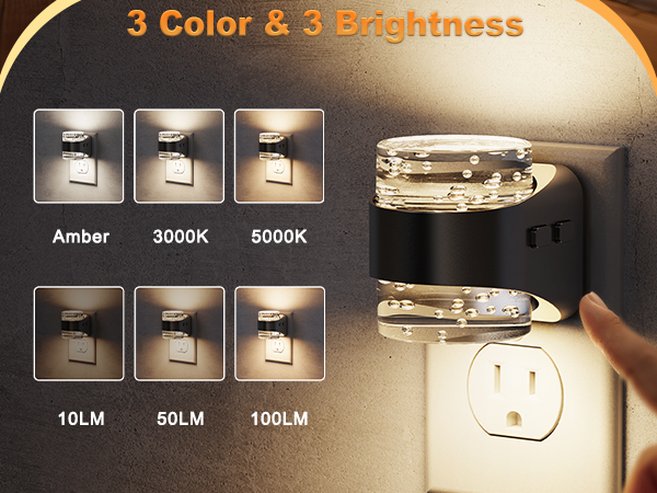 Bubble Night Light with 3 Colors and 3 Brightness Levels