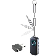 Bluetooth Transmitter Airplane Wireless Adapter: Aux Audio Receiver aptX Low Latency for 2 Headph...