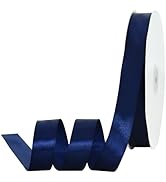 TONIFUL 7/8 Inch x 100yds Navy Satin Ribbon Thin Solid Frabic Ribbons for Gift Wrapping, DIY Craf...